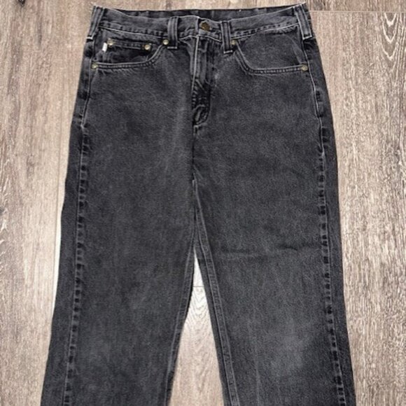 Carhartt Men's 34x32 Cut Off Cropped Jeans Utility Work Pants Black - Picture 1 of 4